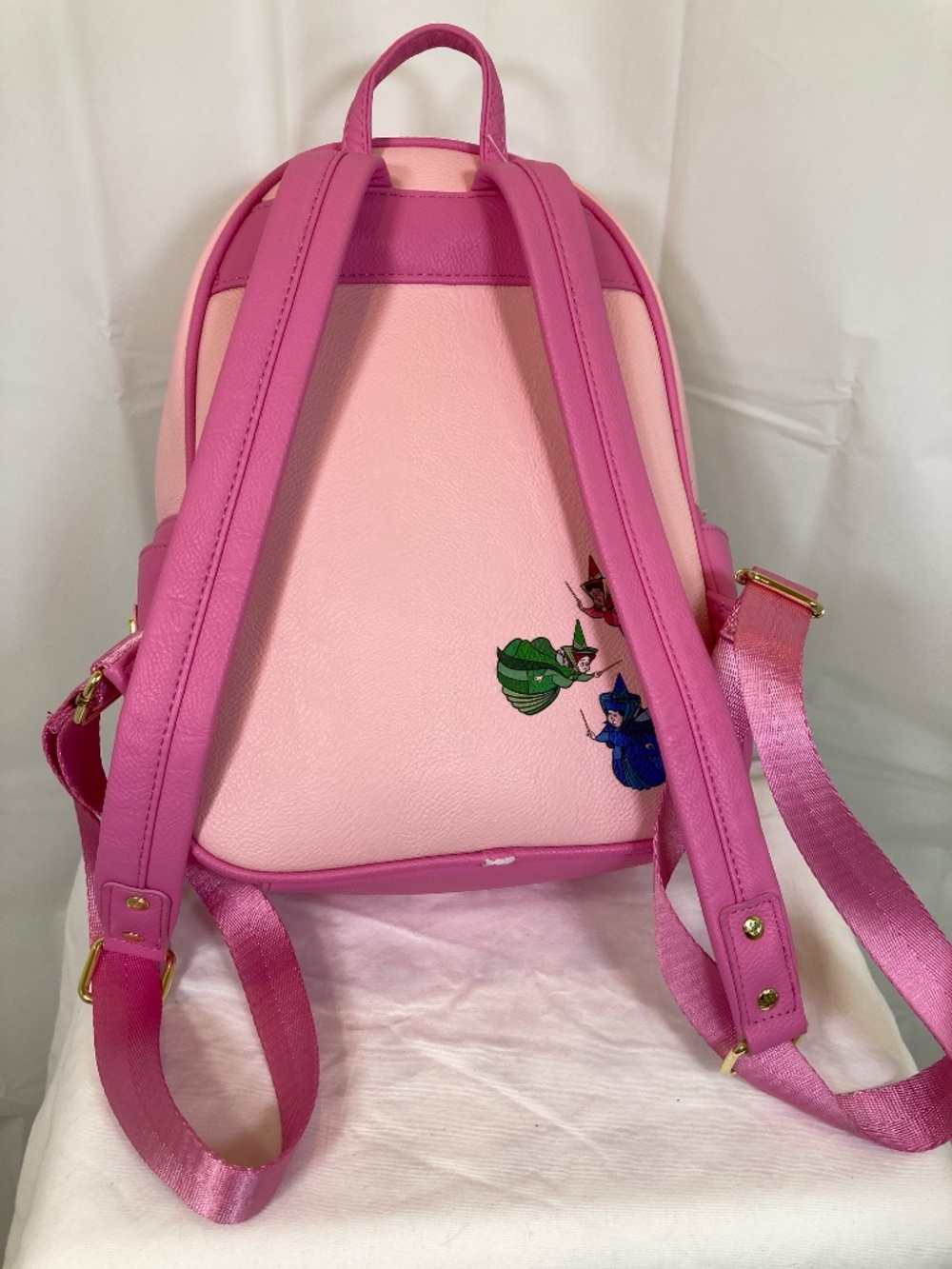 Loungefly Disney Sleeping Beauty Stained Glass Pink Backpack Some Wear - Picture 5 of 13